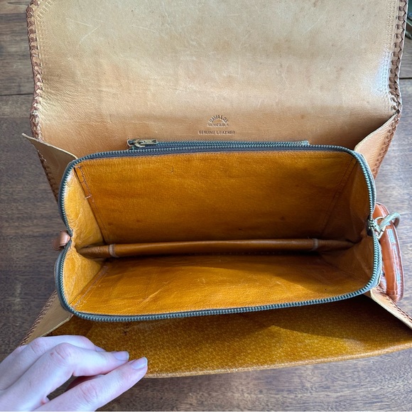 Vintage tooled leather clutch Mexican Mexico brown western boho purse - Picture 13 of 16